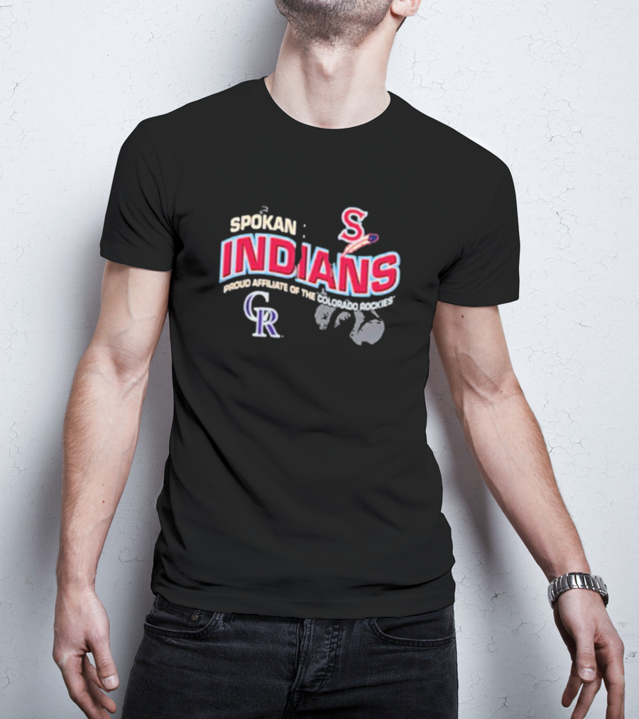 Spokane Indians Proud Affiliate Of The Colorado Rockies Black T-Shirt