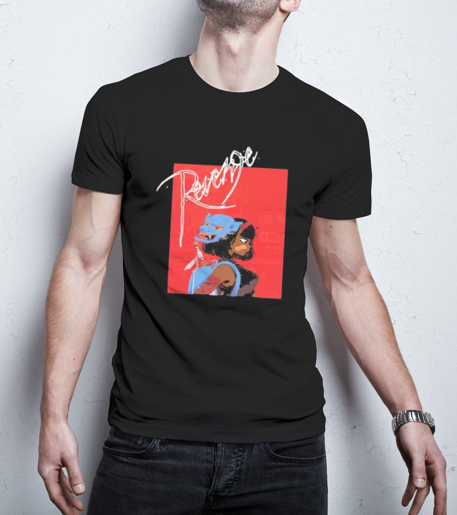 Revenge Warrior With Blue Mask And Bold Typography T-Shirt