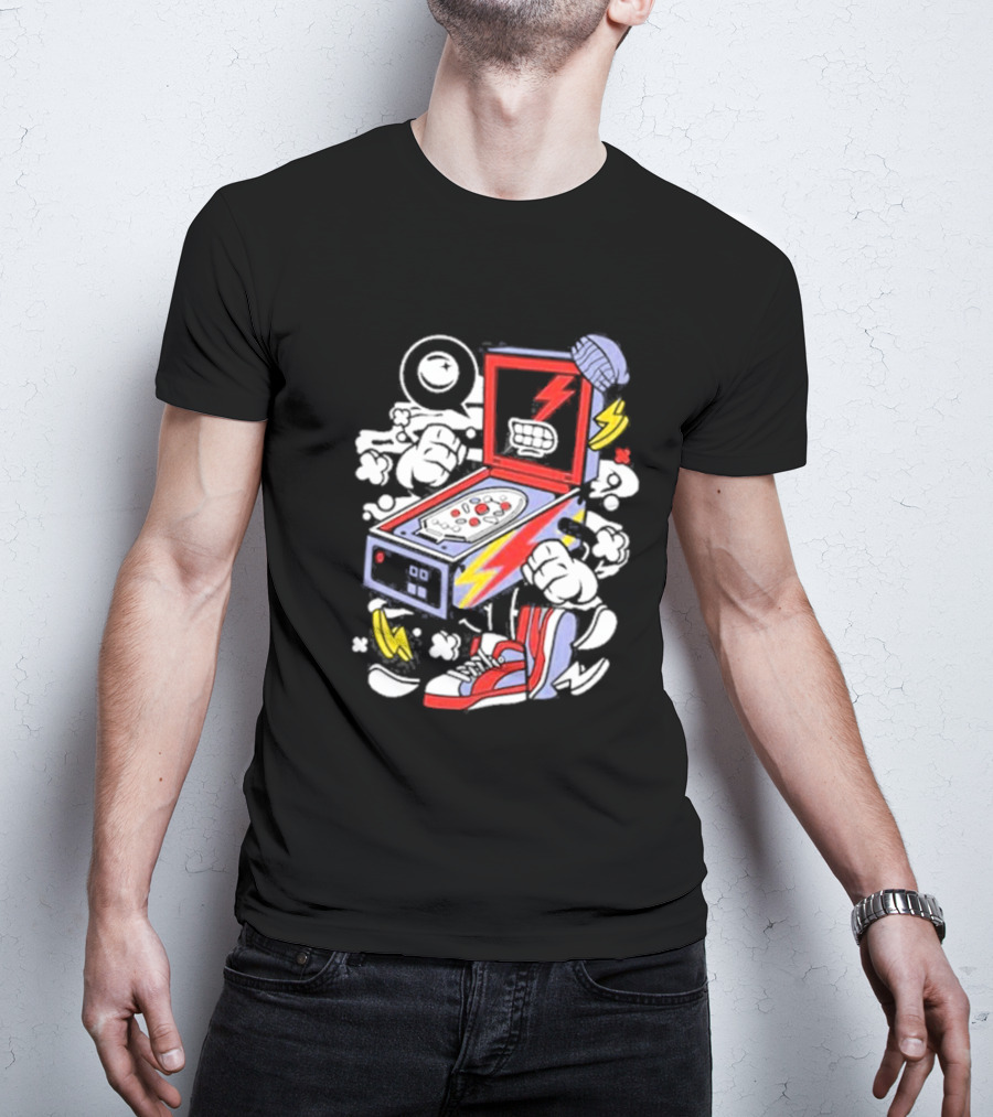 Stern Pinball Lightning Bolt Cartoon Sneakers T-Shirt