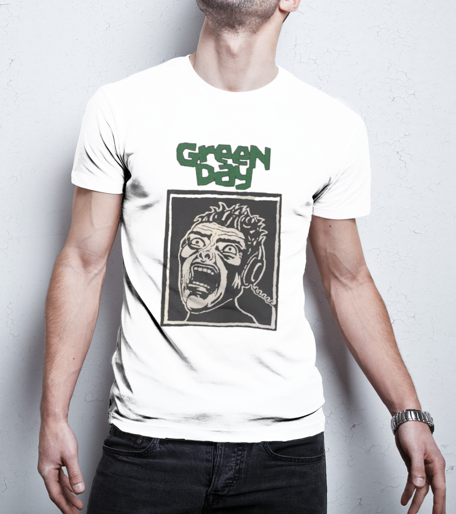 Rare Vintage Green Day Basket Case Iconic Screaming Face T-Shirt