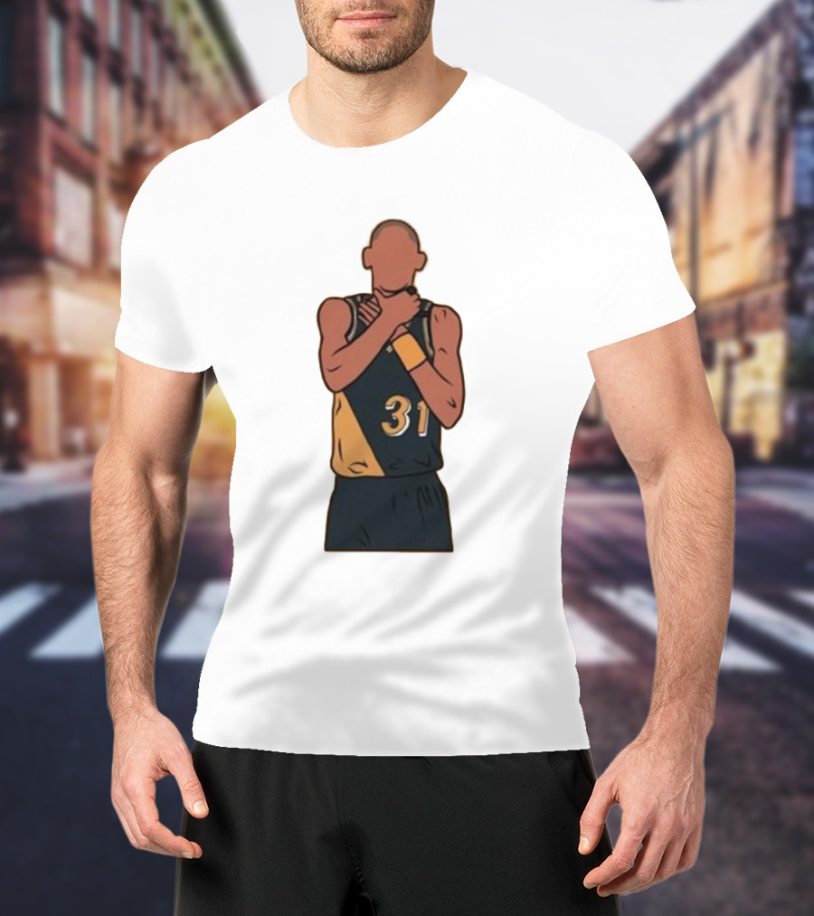 Reggie Miller Choke Gesture Number 31 Basketball T-Shirt