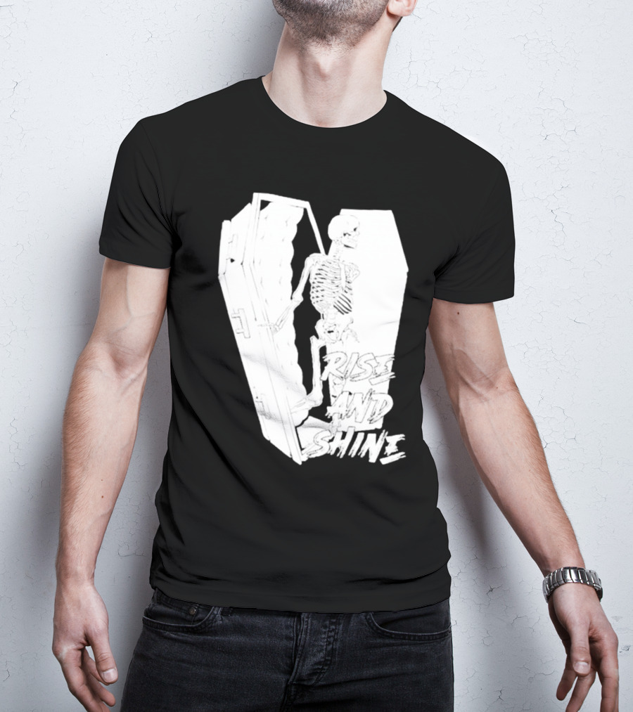 Rise And Shine Skeleton Emerging From Coffin T-Shirt