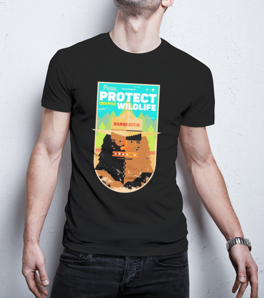 Please Protect Cryptic Wildlife Sasquatch T-Shirt