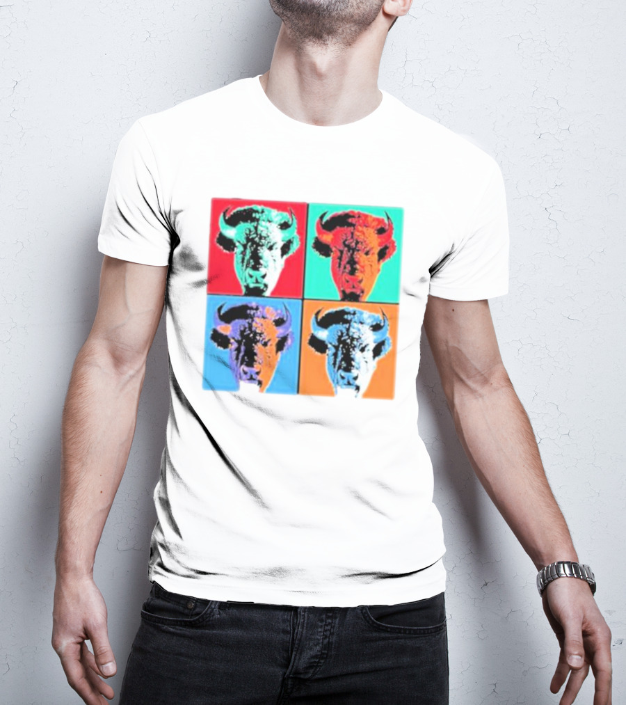 Pop Art Buffalo Quadrant In Vibrant Colors T-Shirt