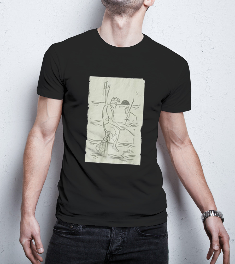 Sage Sri Lanka Stilt Fisherman Drawing T-Shirt