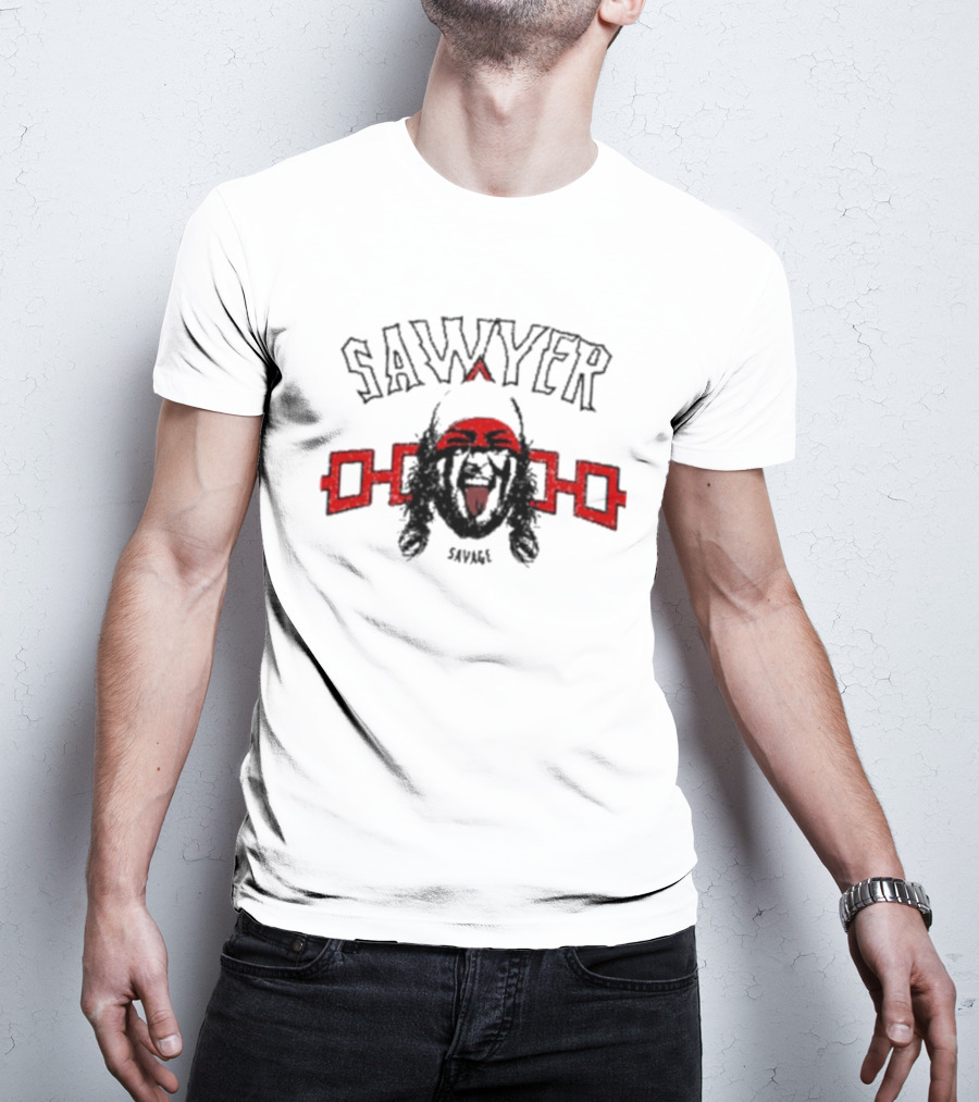 Sawyer Savage Graphic With Red Tribal Elements T-Shirt