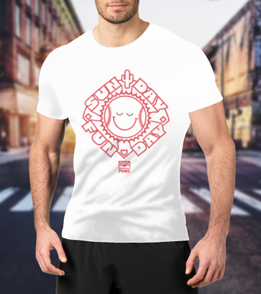 Phnx Sun Day Fun Day Baseball Happy Face Cactus T-Shirt