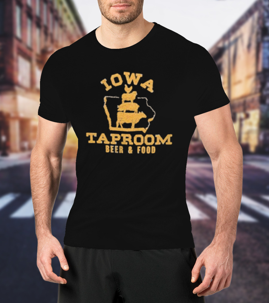 Iowa Taproom Beer And Food Farm Animals Stacked In Iowa Shape T-Shirt