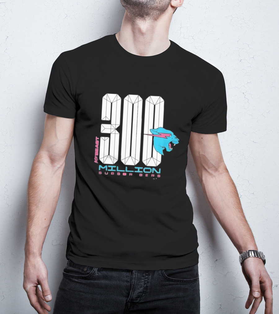 MrBeast 300 Million Subscribers Blue Panther T-Shirt