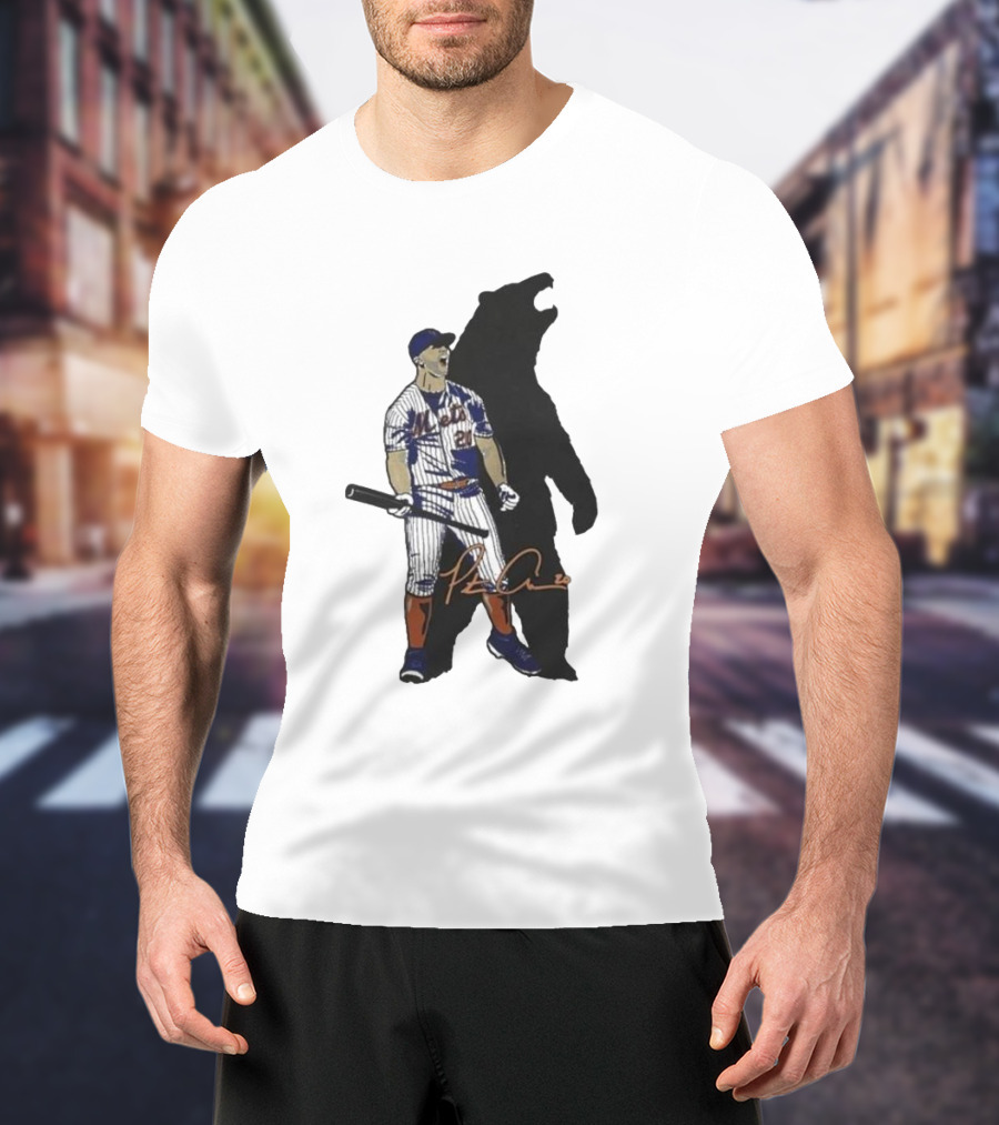 New York Mets Pete Alonso Signature And Shadow Baseball Fan T-Shirt