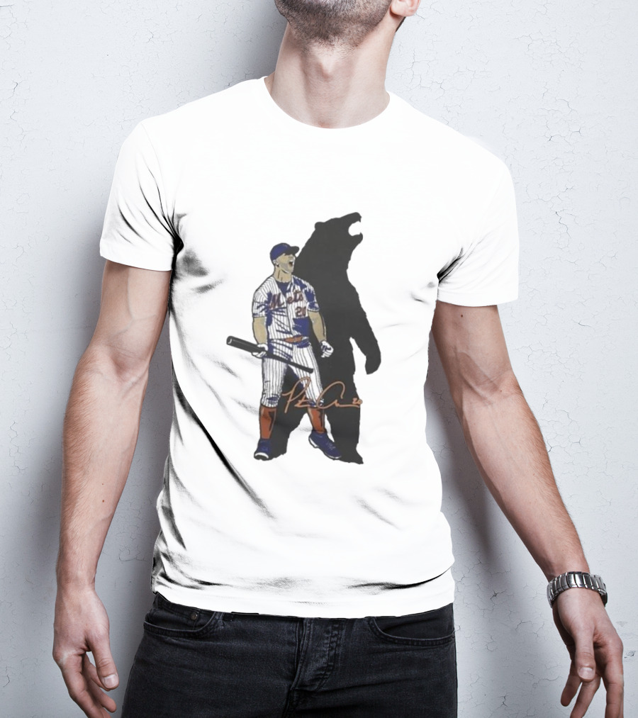 New York Mets Pete Alonso Signature And Shadow Baseball Fan T-Shirt