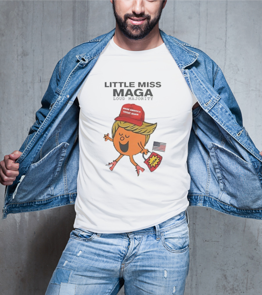 Little Miss Maga Make America Great Again Loud Majority USA Flag T-Shirt