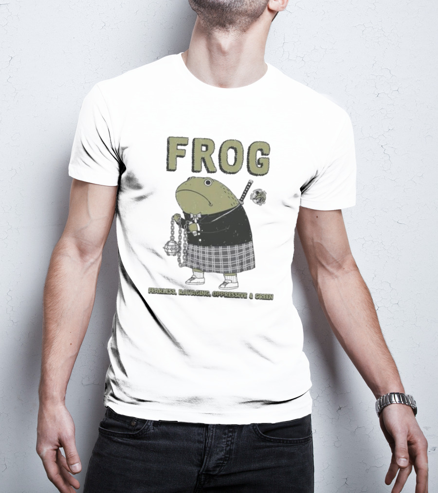 Frog Fearless Ravaging Oppressive And Green Plaid Outfit Chain Weapon T-Shirt
