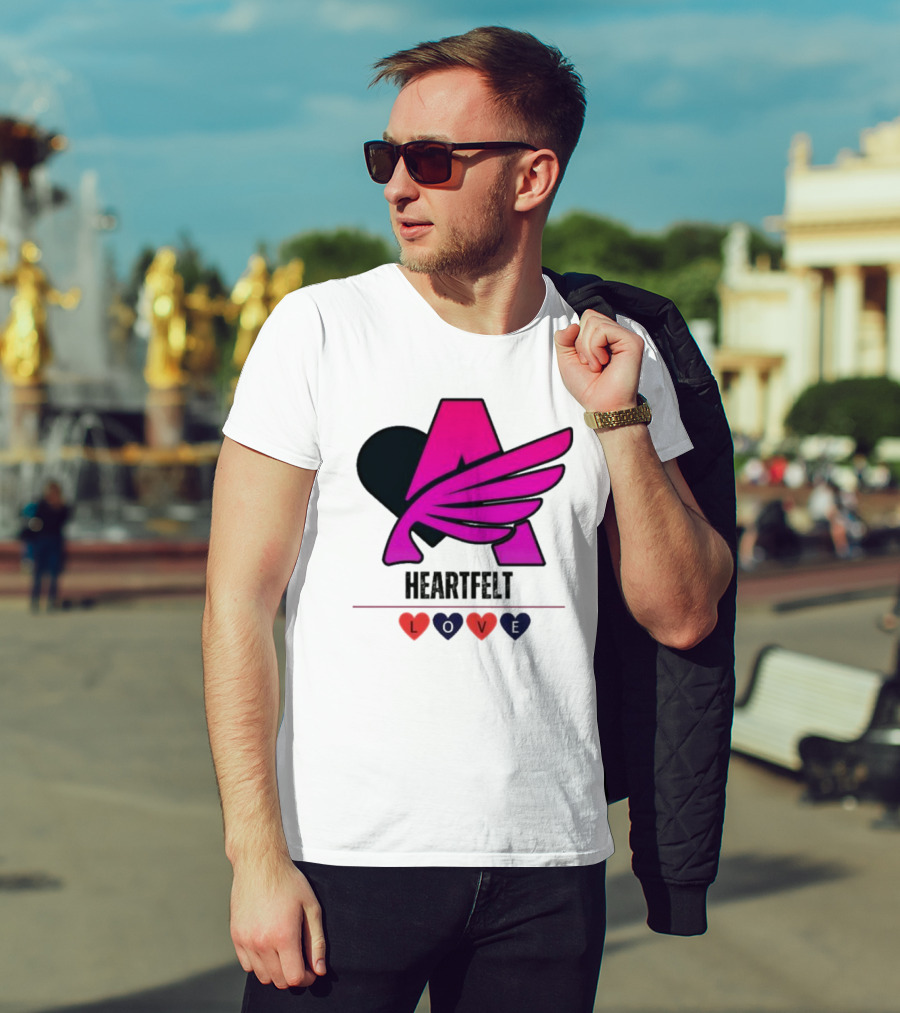 Heartfelt Love Pink Winged Heart T-Shirt