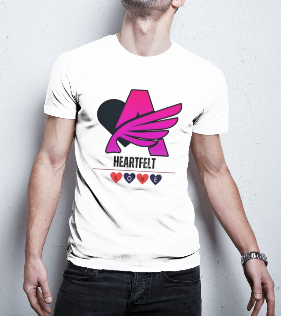 Heartfelt Love Pink Winged Heart T-Shirt