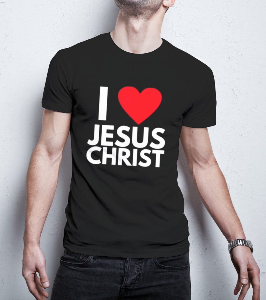 I Love Jesus Christ Christian Red Heart T-Shirt