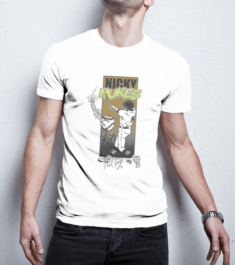 Nicky Nukes Baseball Player Batting With Spider T-Shirt