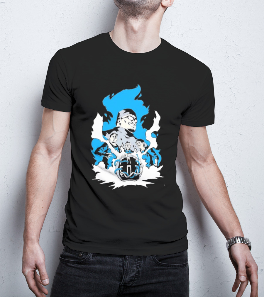 Mega64 Master Collection Featuring Iconic Characters And Explosive Blue T-Shirt