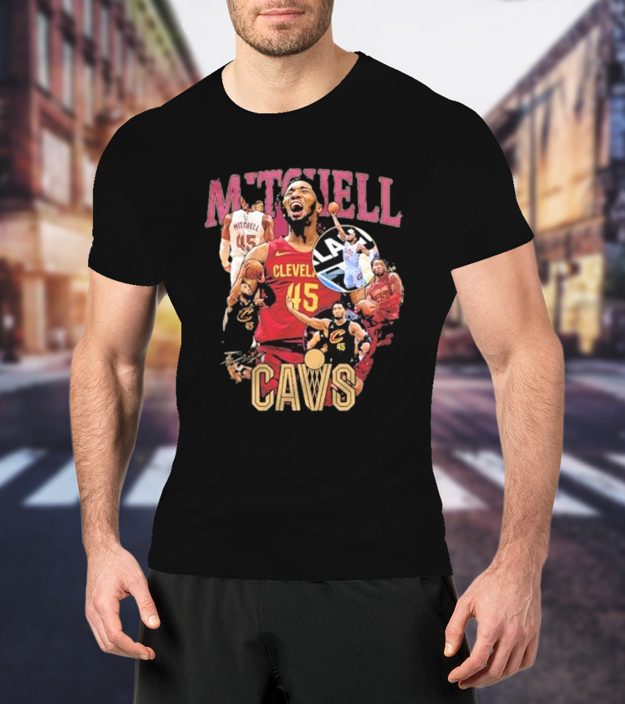 Mitchell Cleveland Cavs 45 Basketball Hype Signature T-Shirt