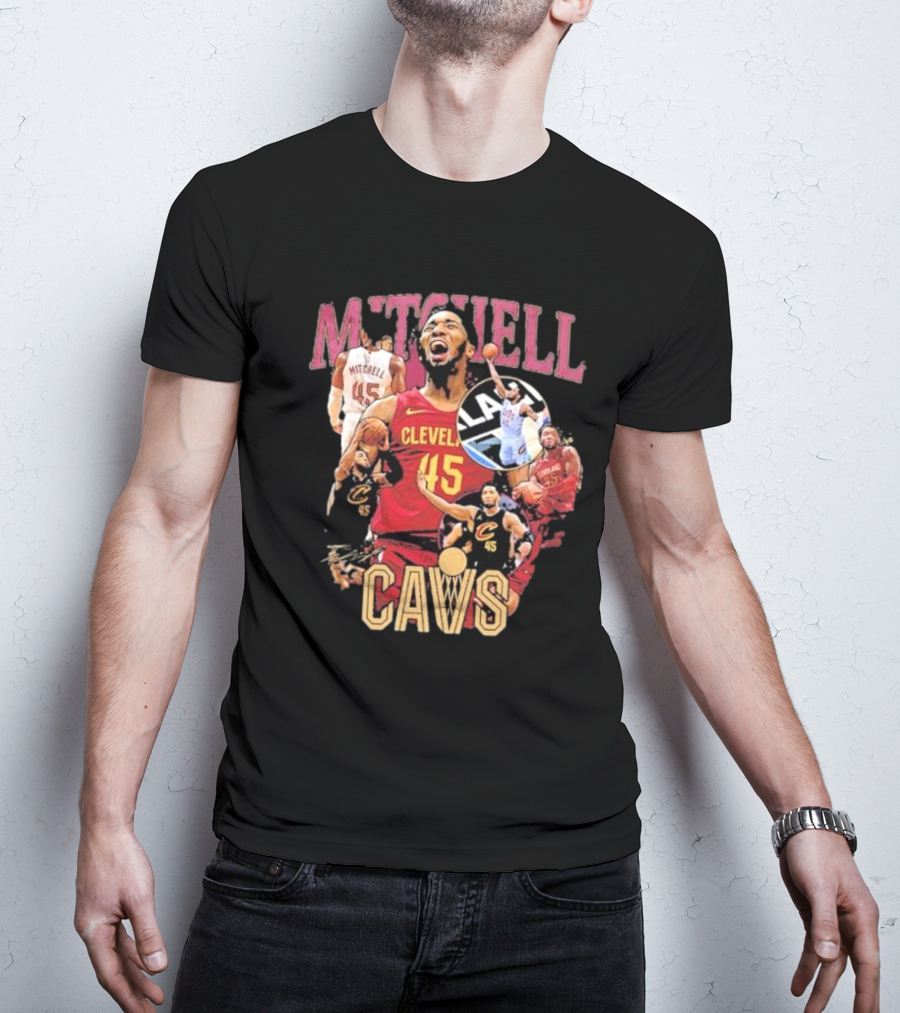 Mitchell Cleveland Cavs 45 Basketball Hype Signature T-Shirt