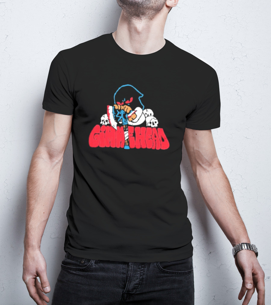 Gimme Head Fckyoubaker Cartoon Skeleton Skulls T-Shirt