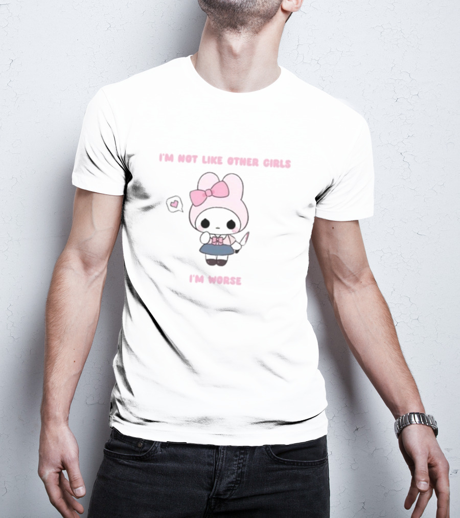 I’m Not Like Other Girls I’m Worse Cute Bunny Character Pink Bow T-Shirt