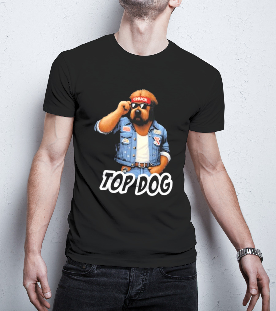Chuckonbase Chuck Topdog Cool Denim Style Fashion Dog T-Shirt