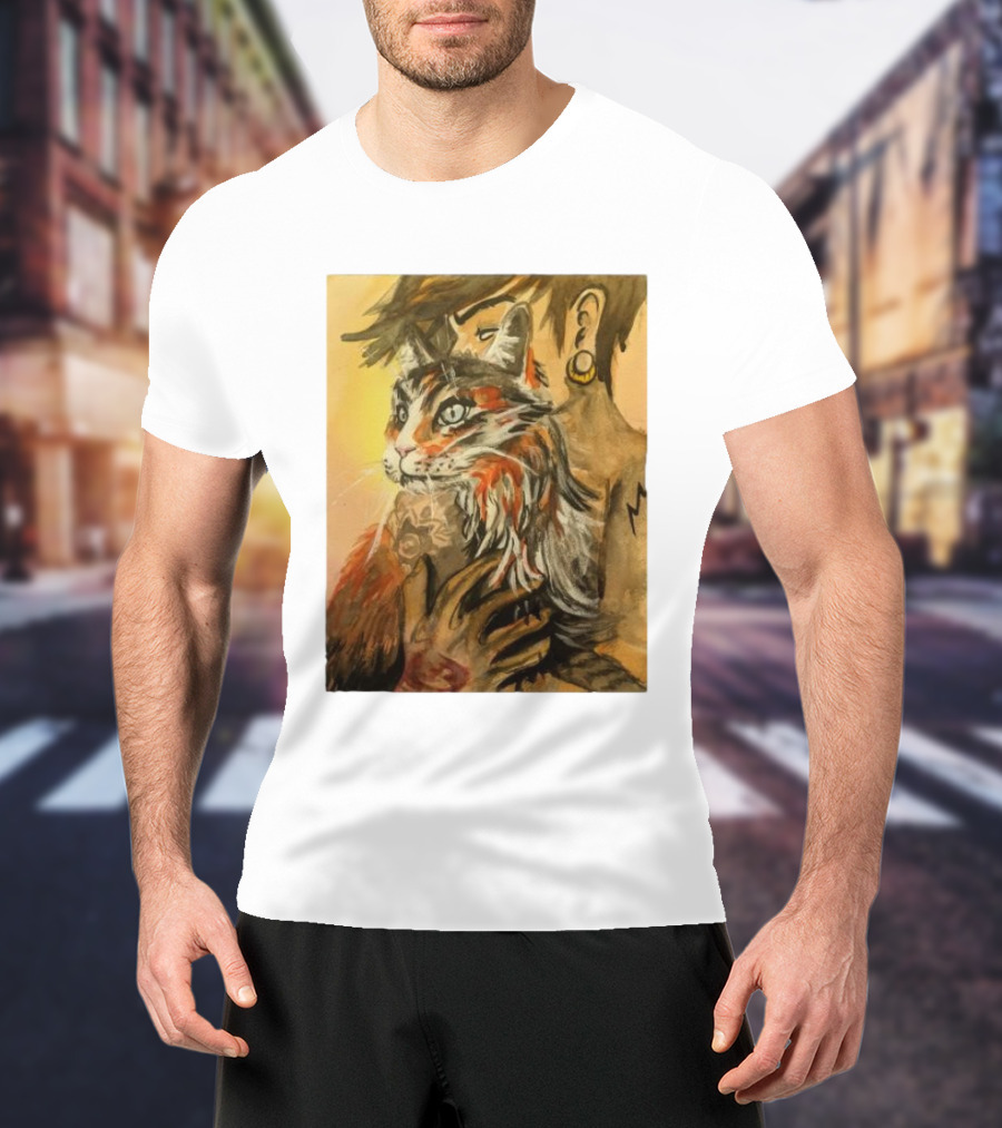 Companionship Megan Watkins Cat And Person With Tattoo And Ear Gauge T-Shirt
