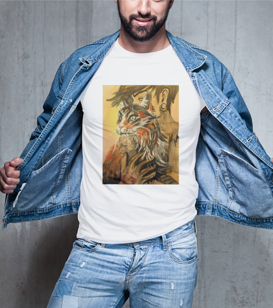 Companionship Megan Watkins Cat And Person With Tattoo And Ear Gauge T-Shirt