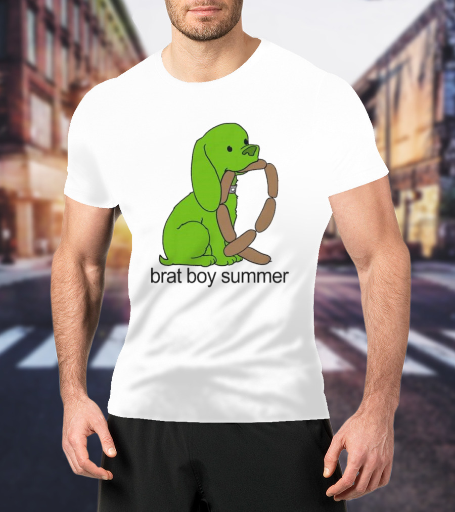 Brat Boy Summer Green Dog Sausage Chain T-Shirt