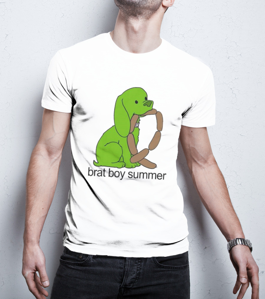Brat Boy Summer Green Dog Sausage Chain T-Shirt