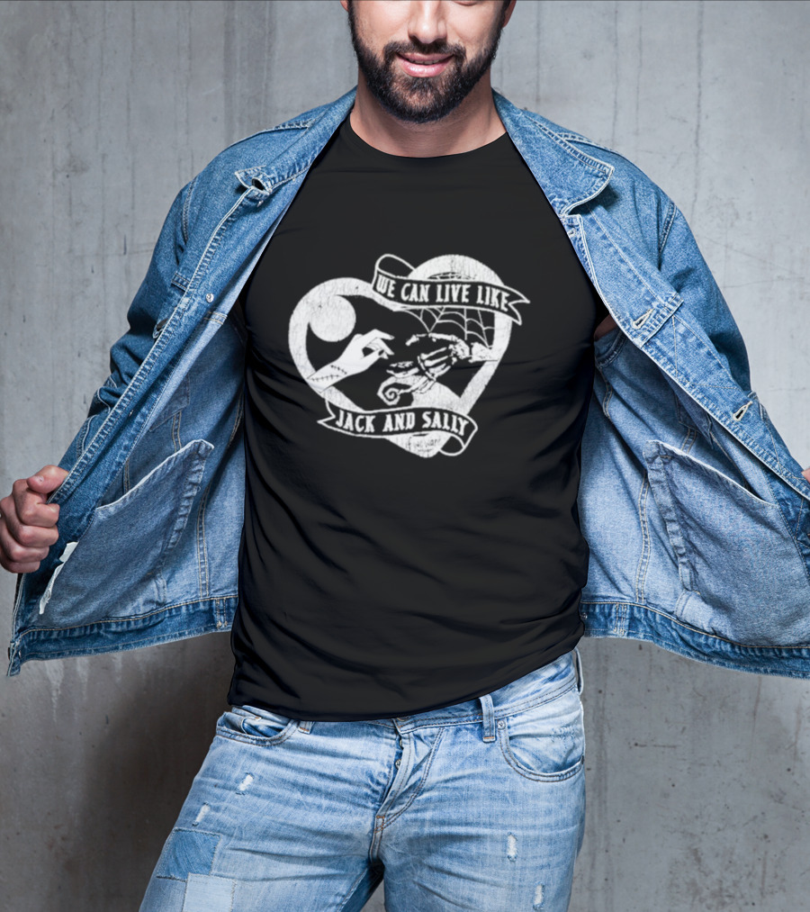The Lost Bros We Can Live Like Jack And Sally Moonlit Skeleton Heart T-Shirt