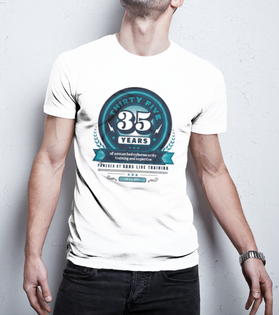 THIRTY FIVE 35 Years Of Unmatched Cybersecurity Training And Expertise Powered By SANS Live Training 100% OPC T-Shirt