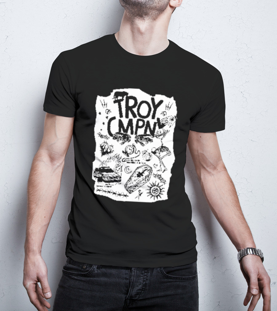 Troy CMPN Mineral Blue Death Can Come Anytime Ds 2447 Coffin Sun Stars Moon T-Shirt
