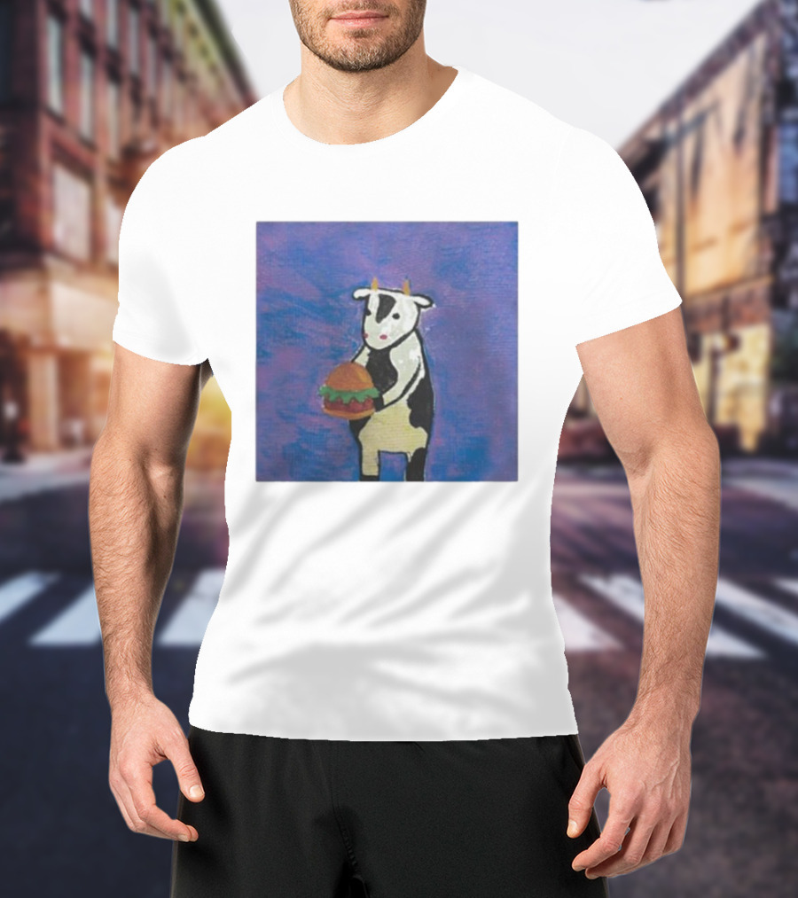 Leanbeefpatty Cow Holding Burger Carnivorous Beef T-Shirt