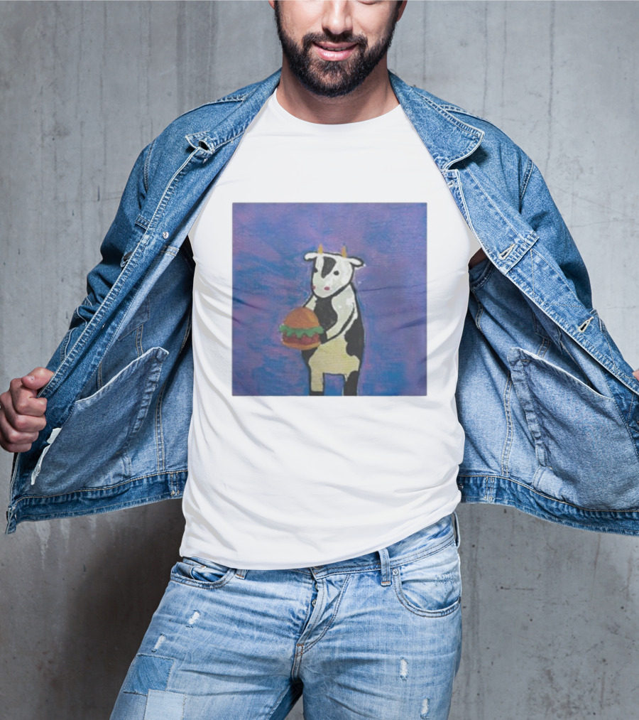 Leanbeefpatty Cow Holding Burger Carnivorous Beef T-Shirt