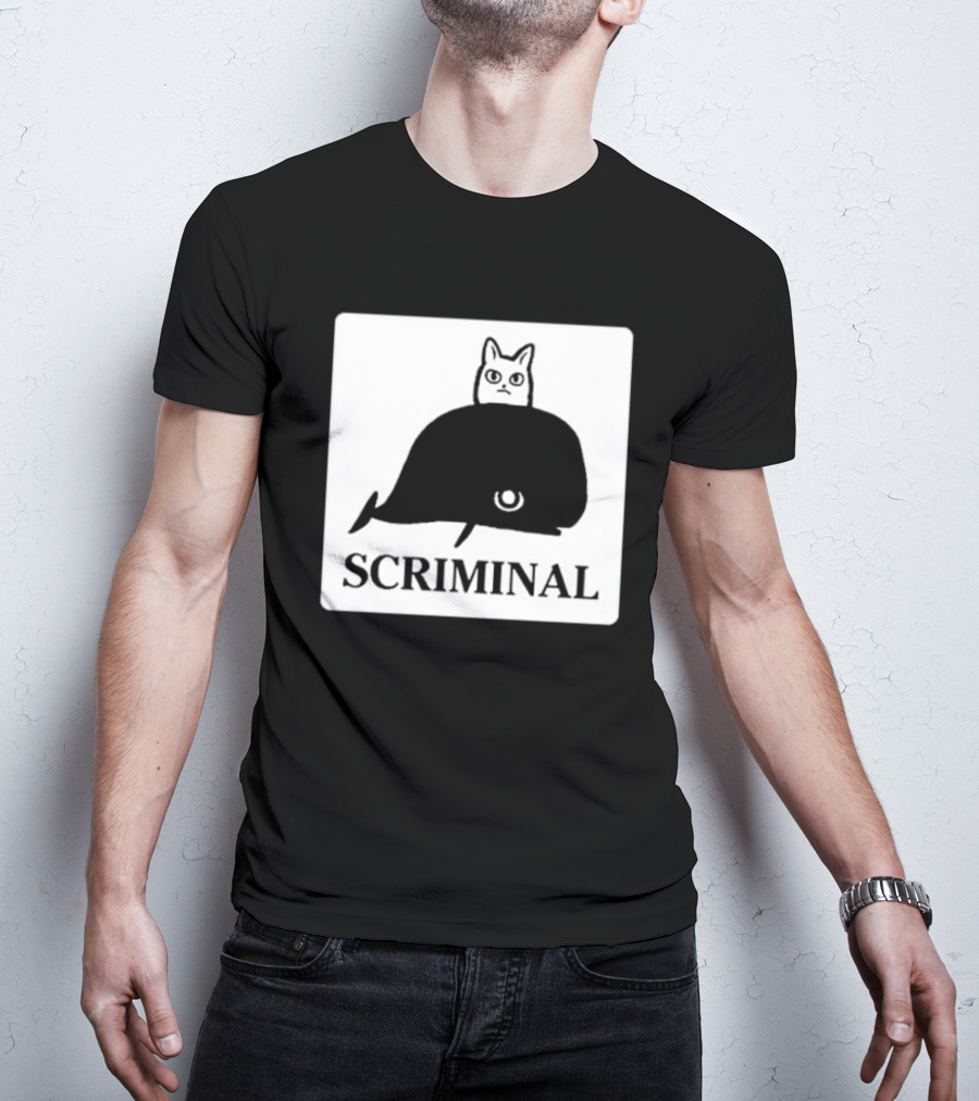 SCRIMINAL N O Marsh Scrimshaw Cat Whale T-Shirt