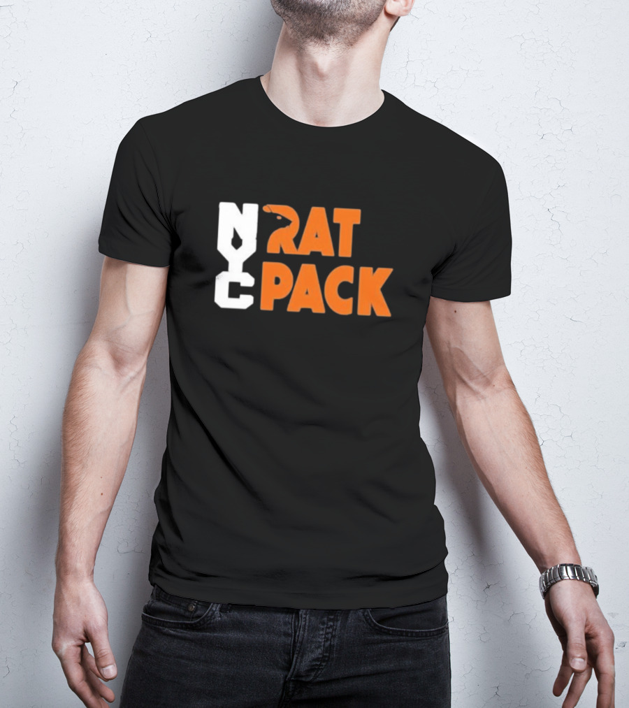NYC Rat Pack Baseball Rat Typography T-Shirt