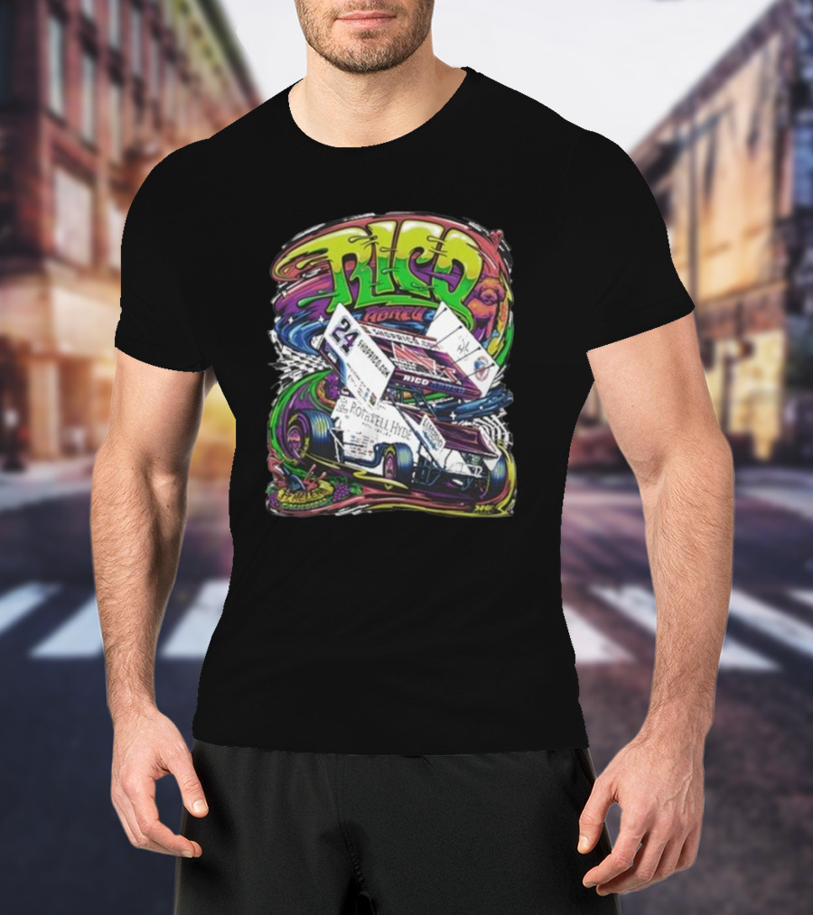 Rico Abreu Number 24 Vibrant Racing Car Youth Hidden Picture T-Shirt
