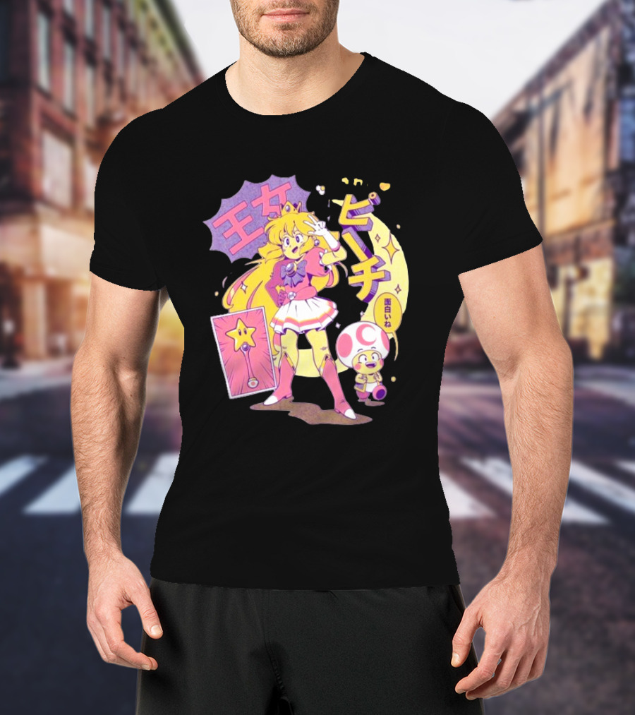 Sailor Moon Peach Toad Ilustrata Mario Princesses T-Shirt