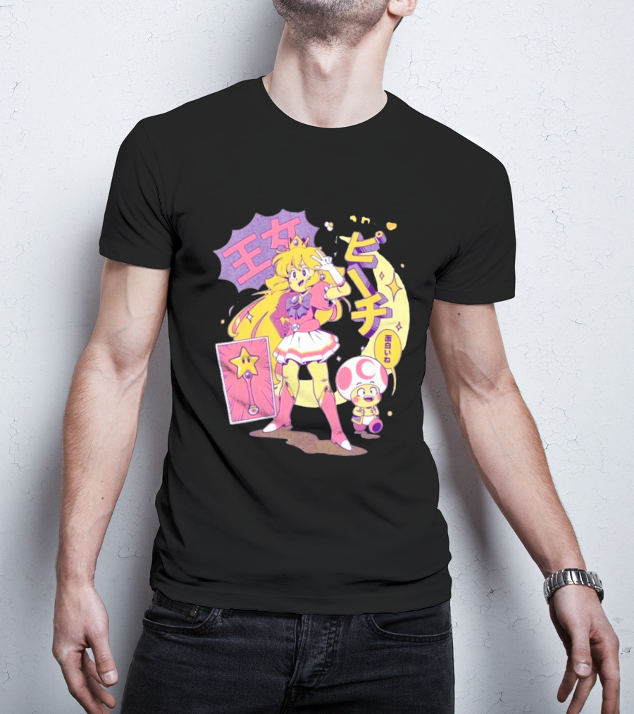 Sailor Moon Peach Toad Ilustrata Mario Princesses T-Shirt