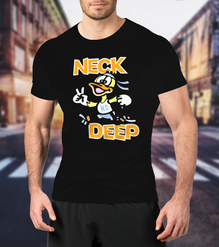 Neck Deep Duck ND Peace Sign Retro Basketball Style T-Shirt