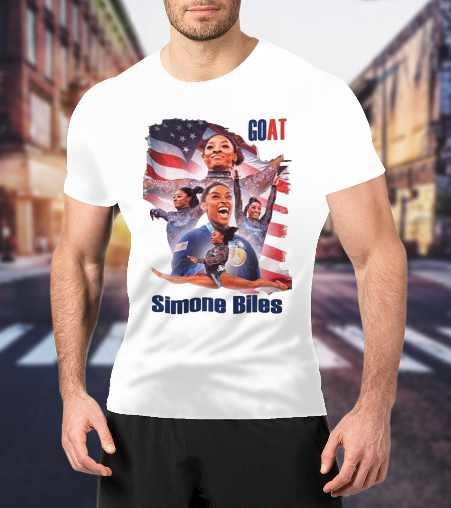 Simone Biles GOAT American Flag T-Shirt