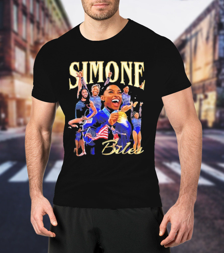 Simone Biles Olympic Gold Medalist Team USA Gymnast Paris T-Shirt
