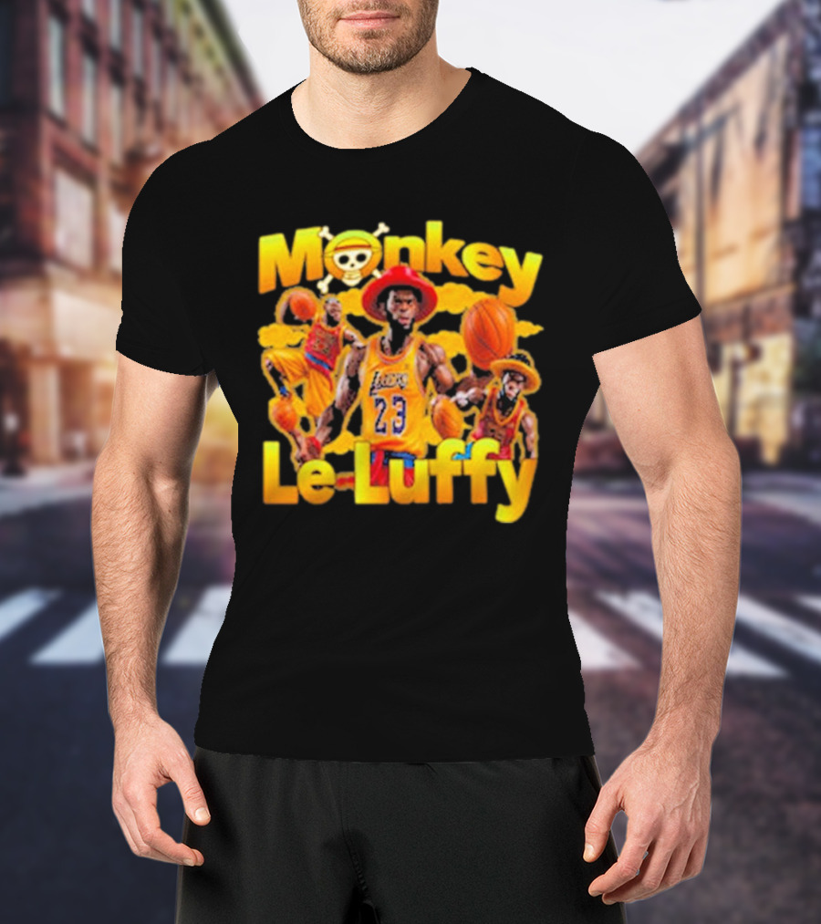Monkey Le Luffy Lakers Basketball Crossbones Hat T-Shirt