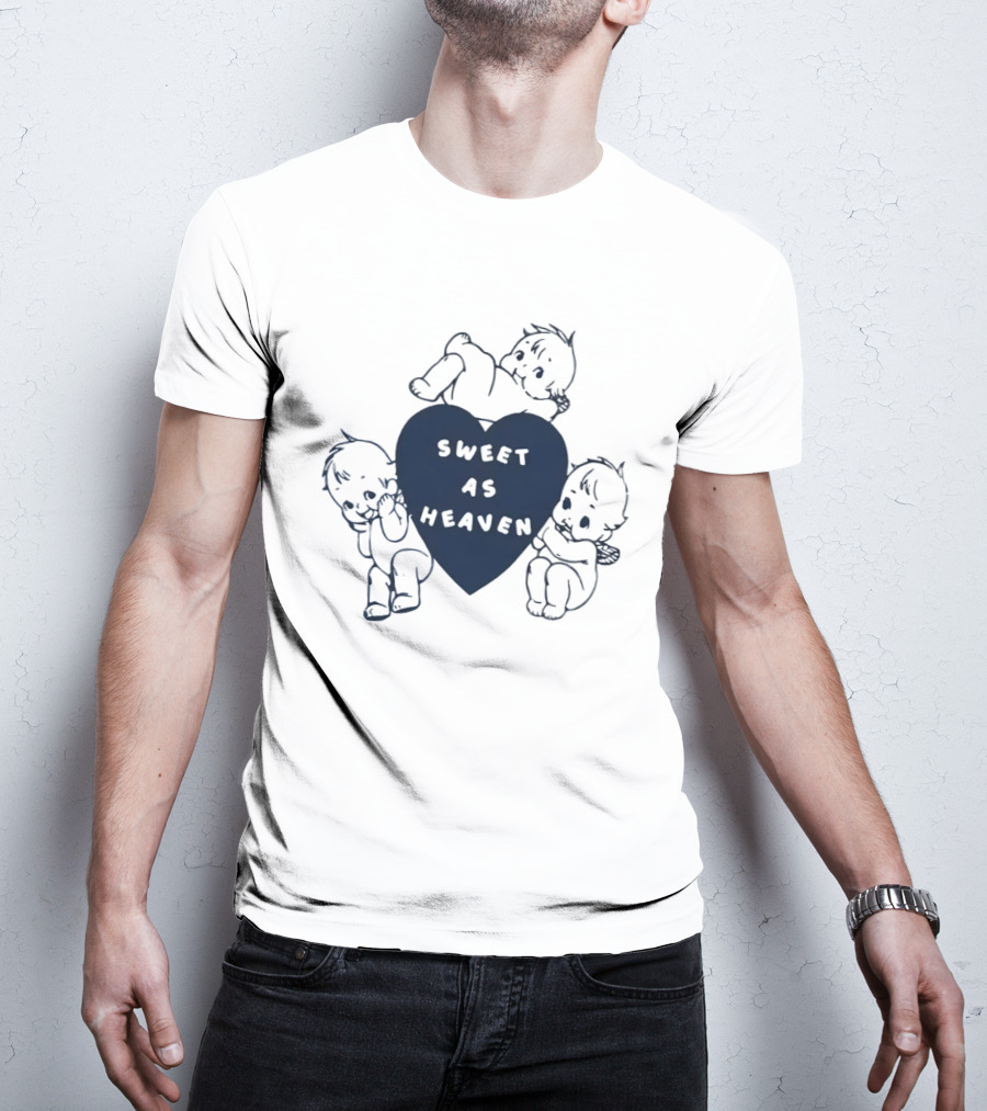 Sweet As Heaven Cherubs Blue Heart T-Shirt