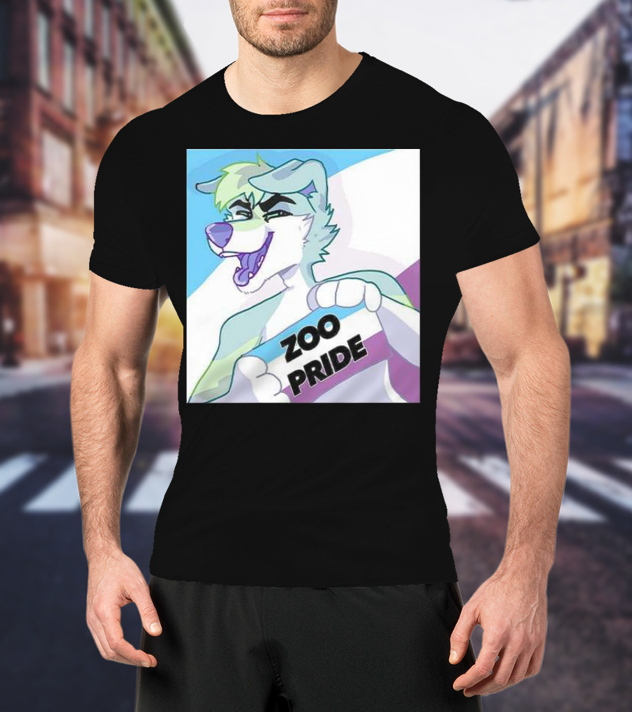 Zoo Pride Furry Character Holding Flag T-Shirt