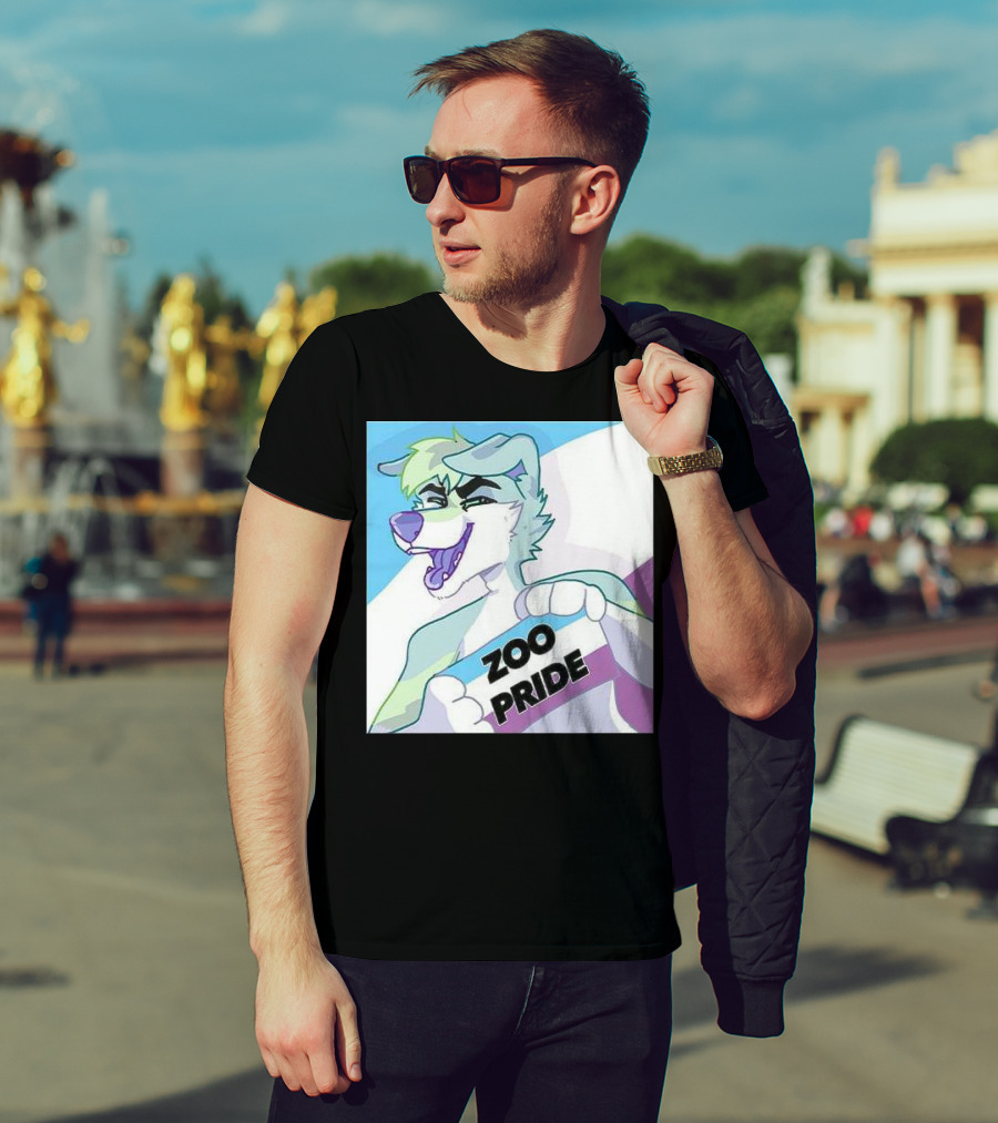 Zoo Pride Furry Character Holding Flag T-Shirt