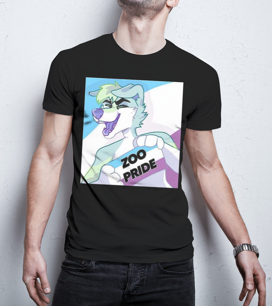 Zoo Pride Furry Character Holding Flag T-Shirt