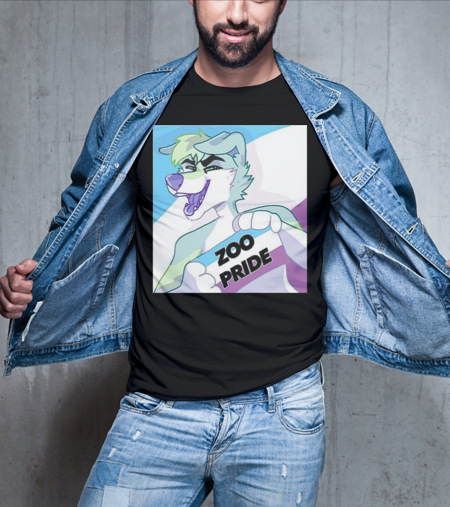 Zoo Pride Furry Character Holding Flag T-Shirt